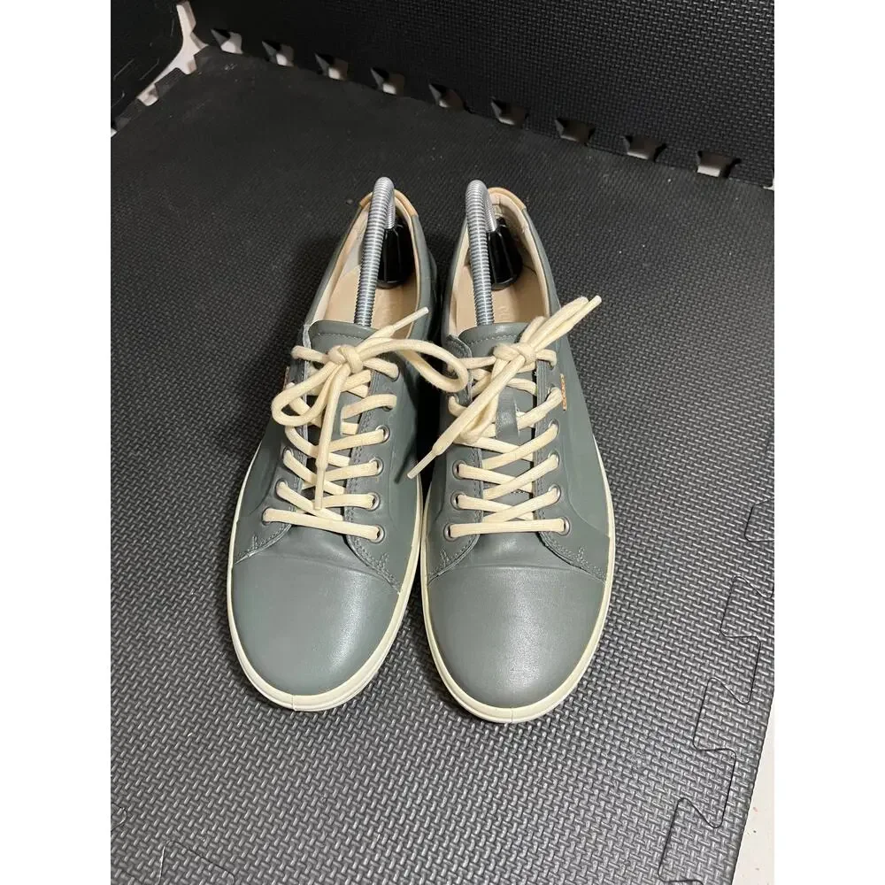 Ecco Women's Soft 7 Leather Sneaker Comfort Shoe Lace Up Teal Blue Size 41 US 11